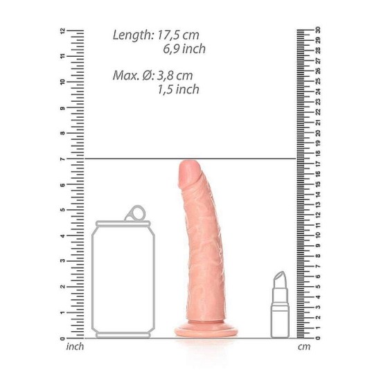 Κυρτό Ρεαλιστικό Πέος - Slim Realistic Dildo With Suction Cup Beige 16cm Sex Toys 