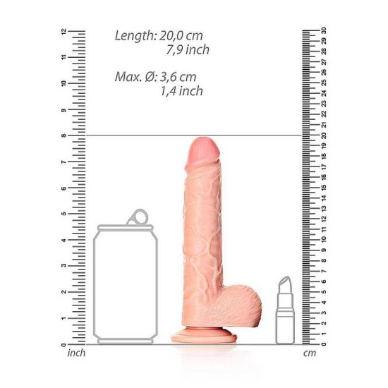 Μαλακό Ρεαλιστικό Πέος - Straight Realistic Dildo With Balls Beige 18cm Sex Toys 
