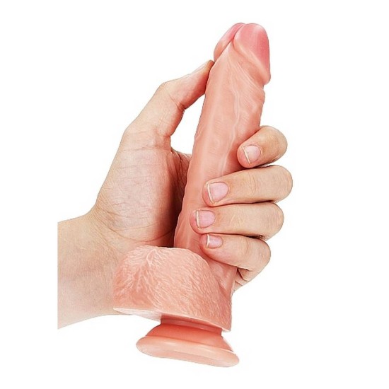 Μαλακό Ρεαλιστικό Πέος - Straight Realistic Dildo With Balls Beige 18cm Sex Toys 