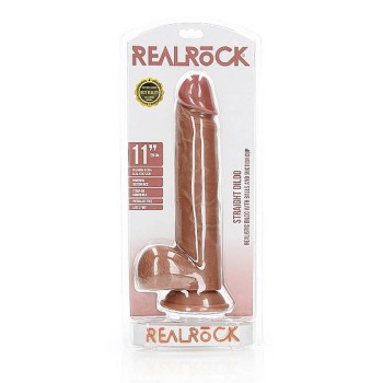 Straight Realistic Dildo With Balls Brown 28cm