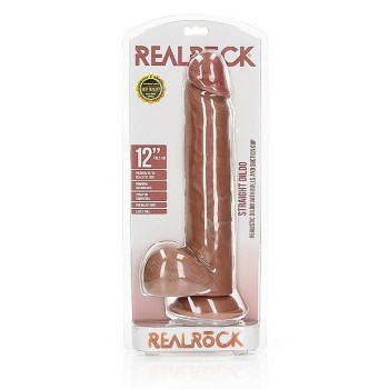 Straight Realistic Dildo With Balls Brown 30cm