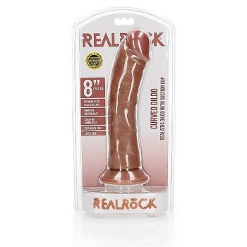 Curved Realistic Dildo With Suction Cup Brown 20cm