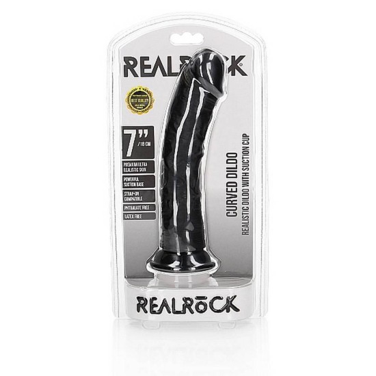 Κυρτό Ρεαλιστικό Πέος - Curved Realistic Dildo With Suction Cup Black 18cm Sex Toys 