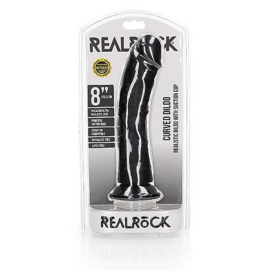 Curved Realistic Dildo With Suction Cup Black 20cm Sex Toys