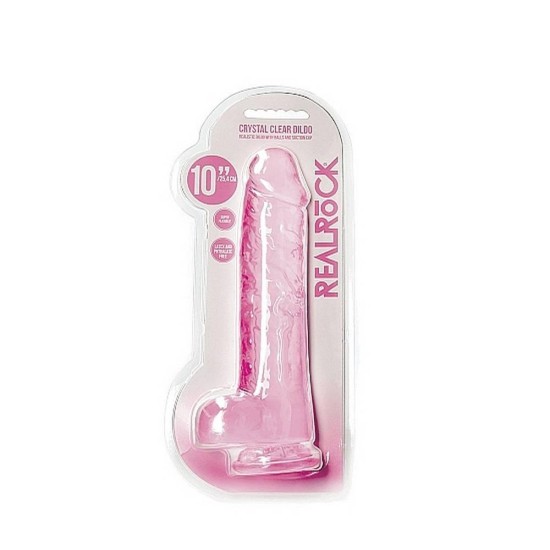 Μεγάλο Μαλακό Πέος - Crystal Clear Realistic Dildo With Balls Pink 25cm Sex Toys 