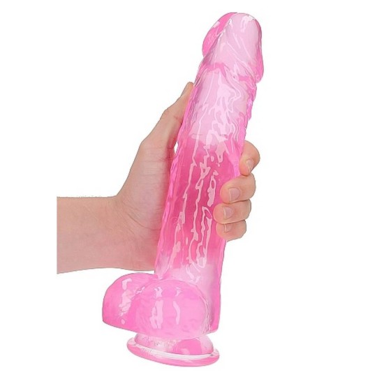 Crystal Clear Realistic Dildo With Balls Pink 25cm Sex Toys