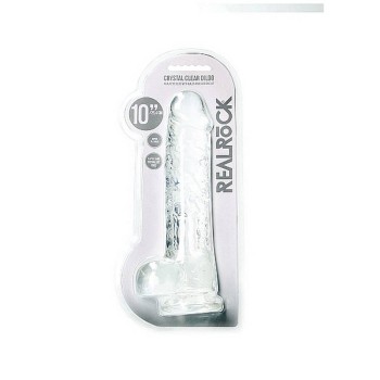 Crystal Clear Realistic Dildo With Balls Clear 25cm