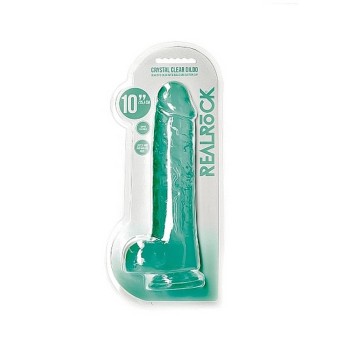 Crystal Clear Realistic Dildo With Balls Turquoise 25cm