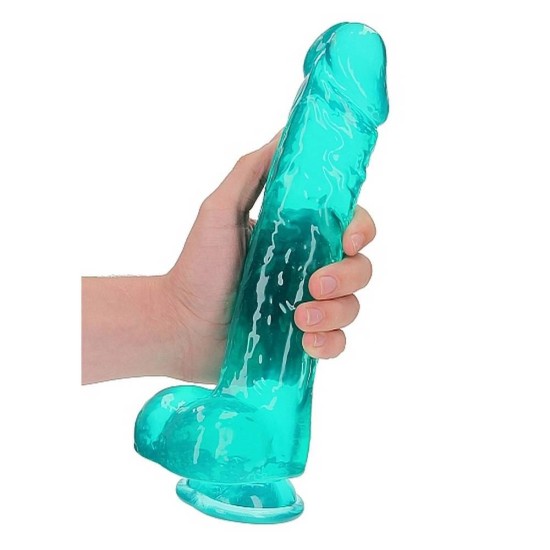 Crystal Clear Realistic Dildo With Balls Turquoise 25cm Sex Toys