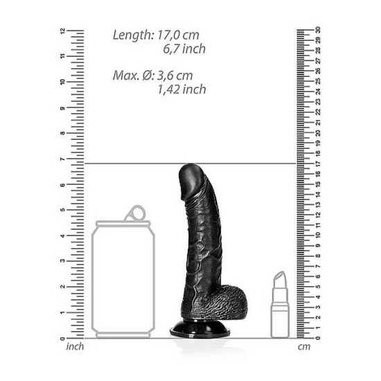 Κυρτό Ρεαλιστικό Πέος - Curved Realistic Dildo With Balls Black 16cm Sex Toys 