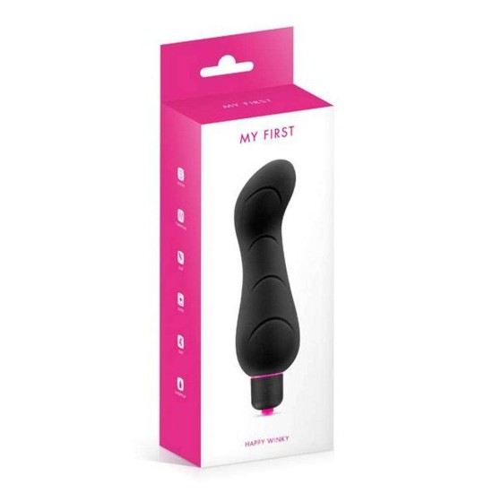 Κλασικός Δονητής Σιλικόνης - My First Happy Winky Silicone Vibrator Black Sex Toys 