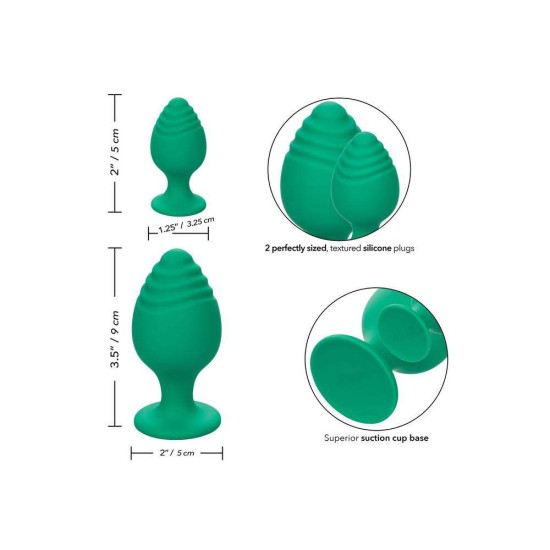 Πρωκτικές Σφήνες Σιλικόνης - Calexotics Cheeky Buttplug Set Green Sex Toys 
