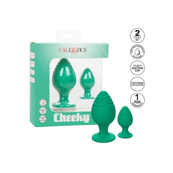 Πρωκτικές Σφήνες Σιλικόνης - Calexotics Cheeky Buttplug Set Green Sex Toys 
