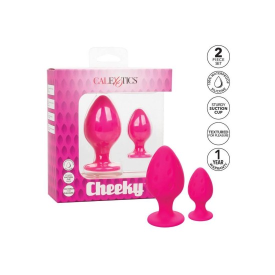 Πρωκτικές Σφήνες Σιλικόνης - Calexotics Cheeky Buttplug Set Pink Sex Toys 
