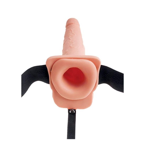Κούφιο Στραπον Εκσπερμάτισης - Hollow Squirting Strap On With Balls Beige 23cm Sex Toys 