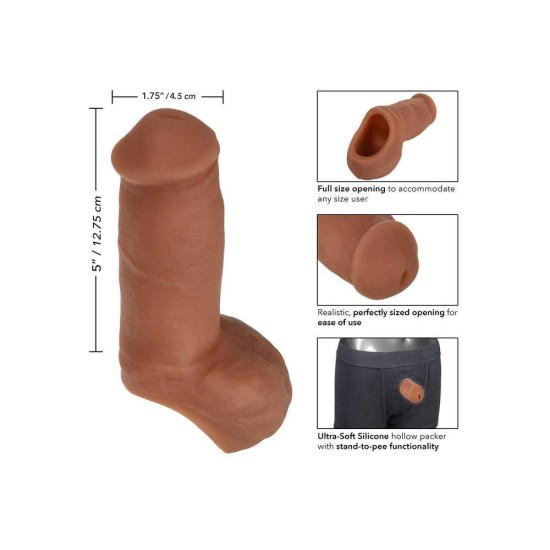 Μαλακό Πέος Για Εσώρουχο - Hollow Packer Stand To Pee Brown 13cm Sex Toys 