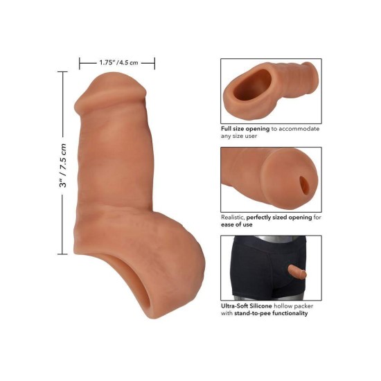 Μαλακό Πέος Για Εσώρουχο - Hollow Packer Stand To Pee Brown 10cm Sex Toys 