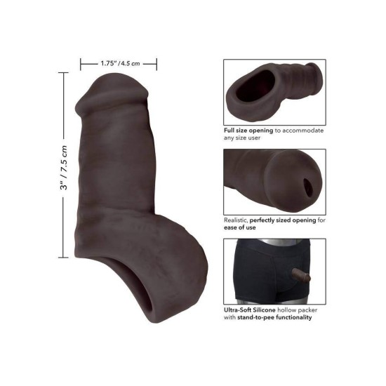 Μαλακό Πέος Για Εσώρουχο - Hollow Packer Stand To Pee Black 10cm Sex Toys 