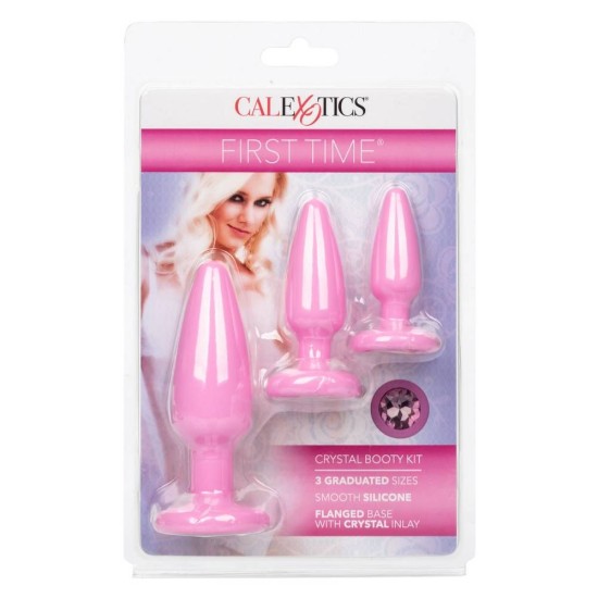 Σφήνες Σιλικόνης Με Κόσμημα - First Time Crystal Booty Kit Pink Sex Toys 