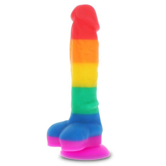 Ρεαλιστικό Πέος Σιλικόνης - Pride Rainbow Lover Dong With Balls 21cm Sex Toys 