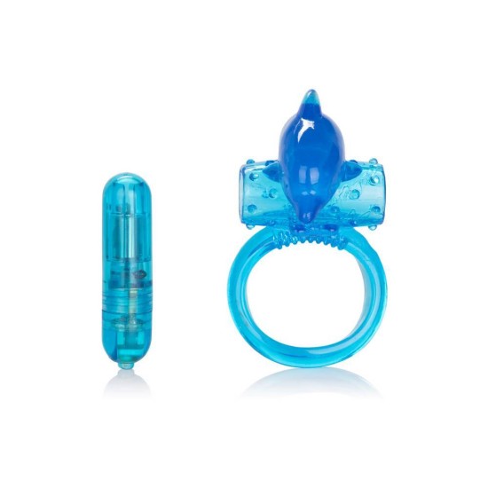 One Touch Dolphin Vibrating Ring Blue Sex Toys