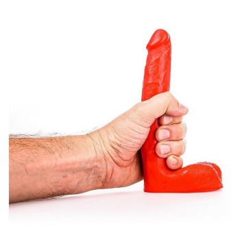 All Red Realistic Dildo With Balls 21cm