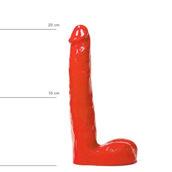 Ρεαλιστικό Ομοίωμα Με Όρχεις - All Red Realistic Dildo With Balls 21cm Sex Toys 