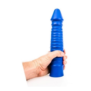 Large Dildo With Ribbed Shaft Blue 26cm