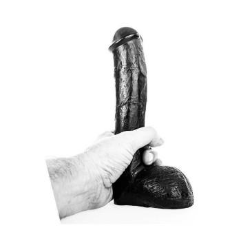 All Black Realistic Dong With Balls 23cm