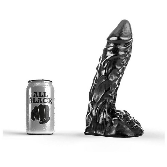 Ομοίωμα Πέους Με Έντονες Φλέβες - All Black Realistic Textured Dong 22cm Sex Toys 