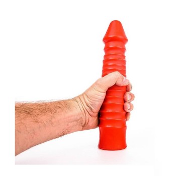 Large Dildo With Ribbed Shaft Red 26cm