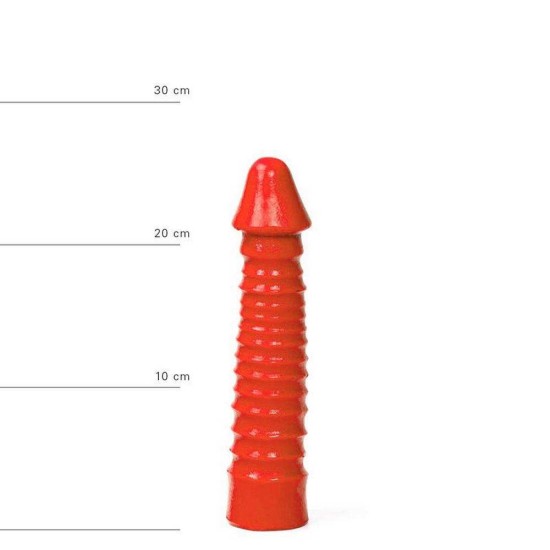 Ομοίωμα Με Ραβδώσεις - Large Dildo With Ribbed Shaft Red 26cm Sex Toys 