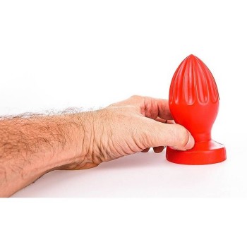 All Red Butt Plug With Grooves No.31