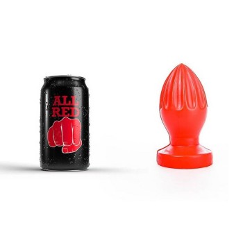 All Red Butt Plug With Grooves No.31