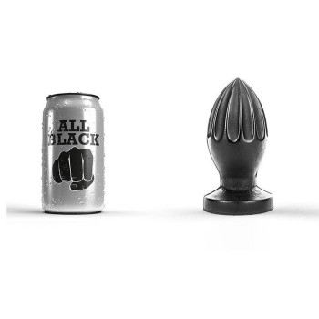 All Black Butt Plug With Grooves No.31