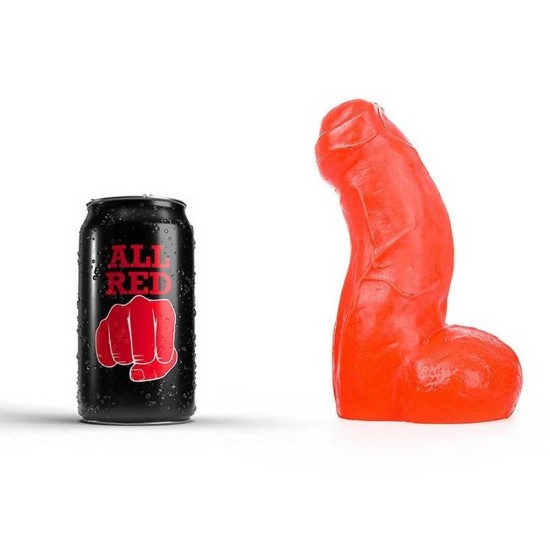 Ομοίωμα Πέους Με Όρχεις - All Red Curved Dildo 17cm Sex Toys 