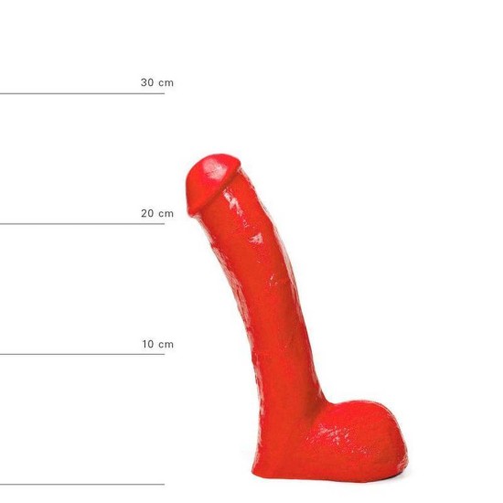 All Red Realistic Dong With Balls 23cm Sex Toys