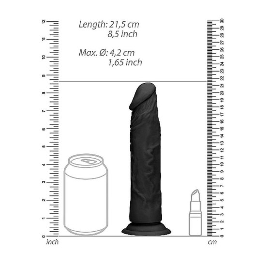 Dong Without Testicles Black 22cm Sex Toys