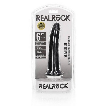 Slim Realistic Dildo With Suction Cup Black 16cm