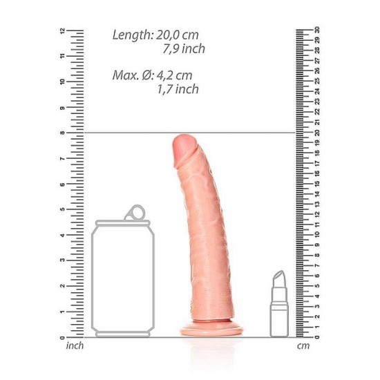 Κυρτό Ρεαλιστικό Πέος - Slim Realistic Dildo With Suction Cup Beige 18cm Sex Toys 