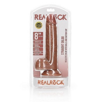 Straight Realistic Dildo With Balls Brown 20cm