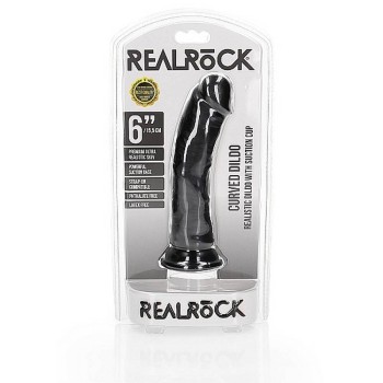 Curved Realistic Dildo With Suction Cup Black 17cm