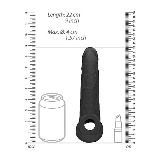 Realrock Realistic Penis Extender Black 21cm Sex Toys