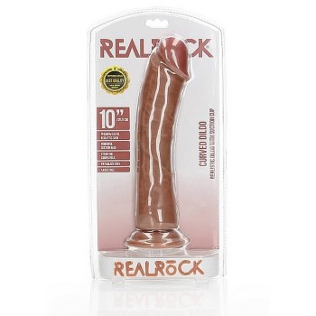 Curved Realistic Dildo With Suction Cup Brown 25cm