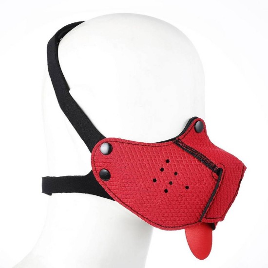 Μάσκα Role Play Σκύλος - Neoprene Puppy Dog Red Mouth Mask Fetish Toys 