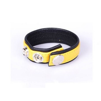 Δερμάτινο Δαχτυλίδι Πέους – Rainbow Leather Cock Strap Black/Yellow