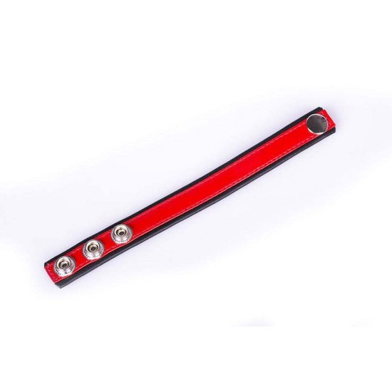 Δερμάτινο Δαχτυλίδι Πέους – Rainbow Leather Cock Strap Black/Red Sex Toys 