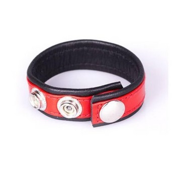Rainbow Leather Cock Strap Black/Red
