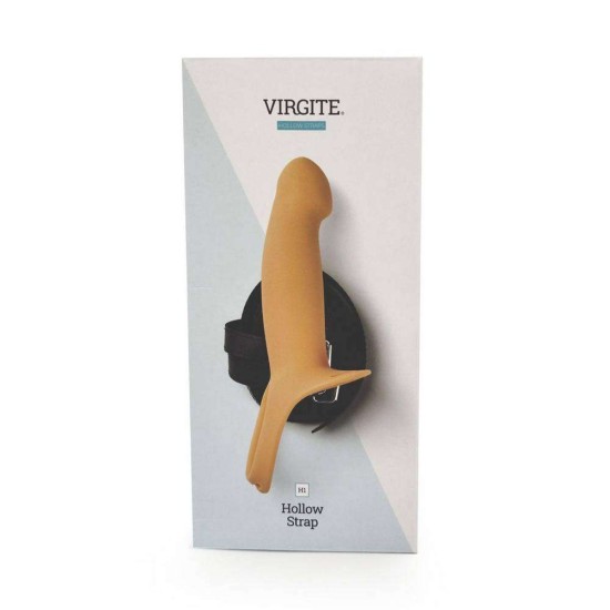Κούφιο Ομοίωμα Πέους Με Ζώνη - Virgite H1 Hollow Strap Small Beige Sex Toys 