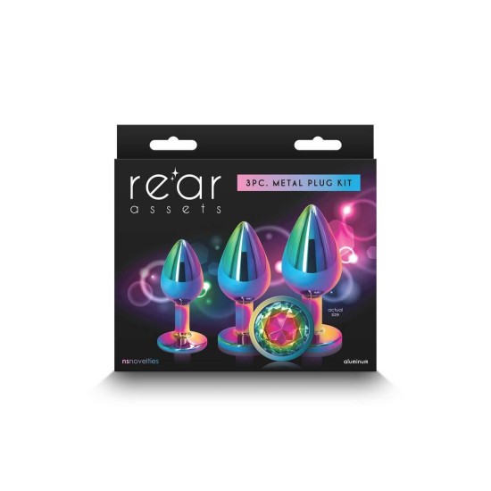 Μεταλλικές Σφήνες Με Κόσμημα - 3pc Metal Plug Kit Multicolor/Rainbow Sex Toys 